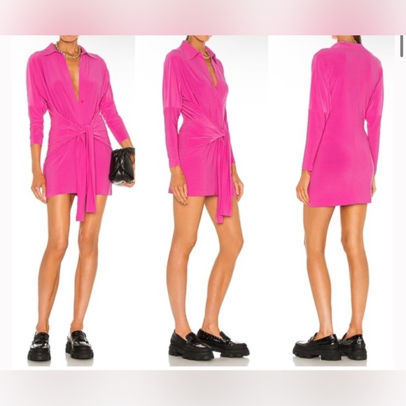 Norma Kamali x REVOLVE Mini Tie Front NK Shirt Dress - Picture 2 of 7